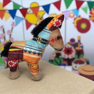 Southwestern Patchwork Plush Horse Toy Stuffed Animal 8in